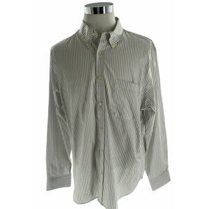 Hart Schaffner Marx Shirt Men's Size 2XL White Striped Cotton Button Down Top
